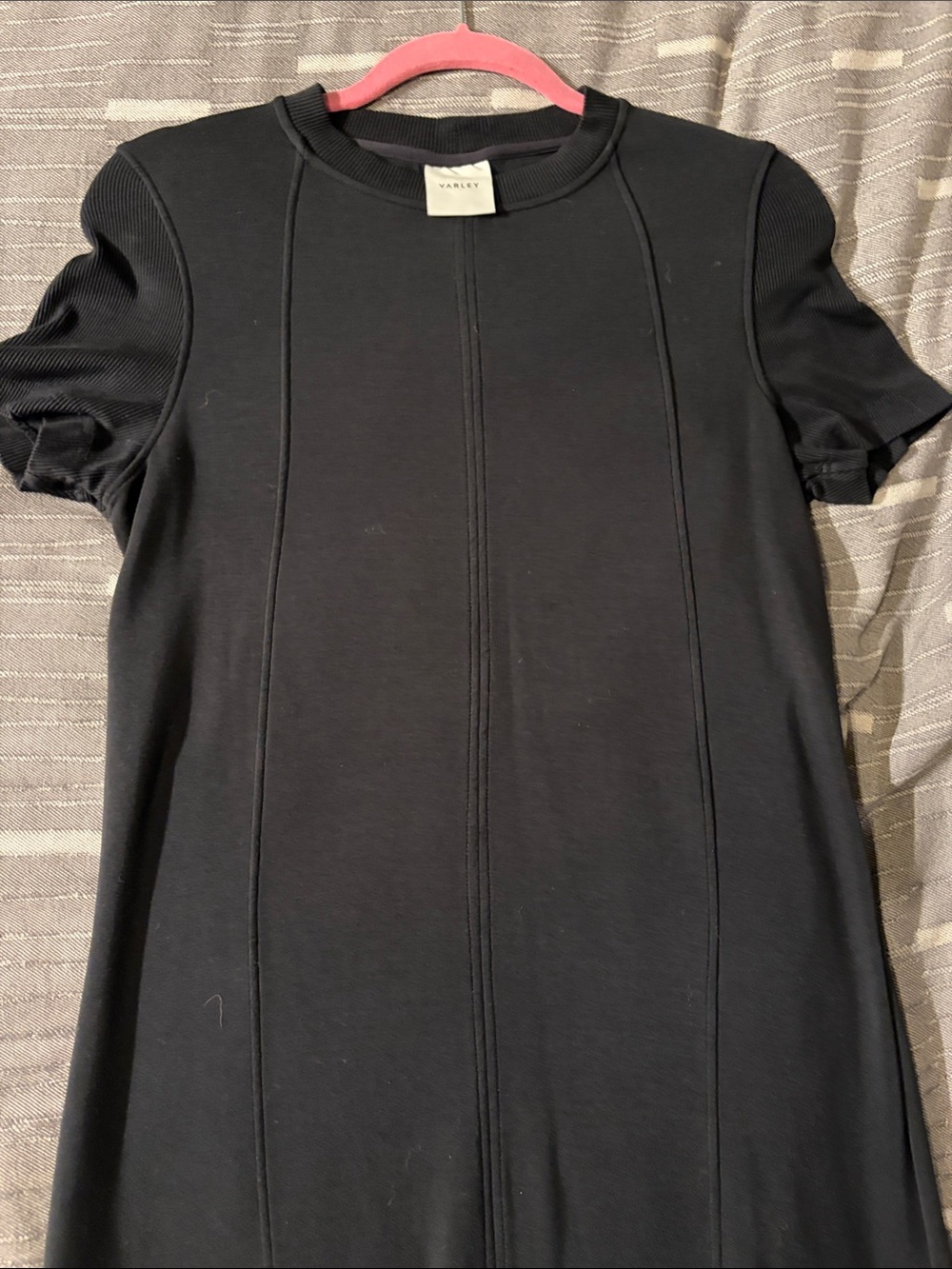 Varley Black Short-Sleeve Maxi Dress with Panel Seams